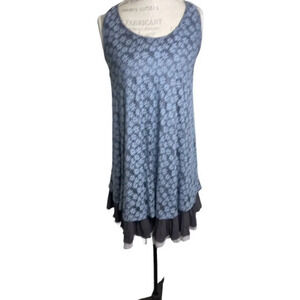 A'reve Anthropologie Dress Blue and Gray w/under skirt Multiple Sizes EUC